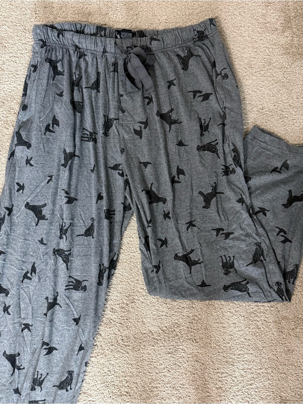 Gray Men's Lounge Pants with Bird Dog Print